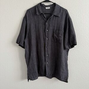 GRAN SASSO Gray  100% Linen Size 56 Puro Lino Shirt Short Sleeve Made in Italy